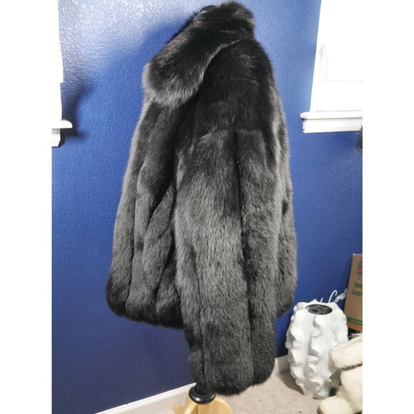 Amazing Designer Mary McFadden Couture Men's Black Fox Fur Coat Jacket - Picture 2 of 6